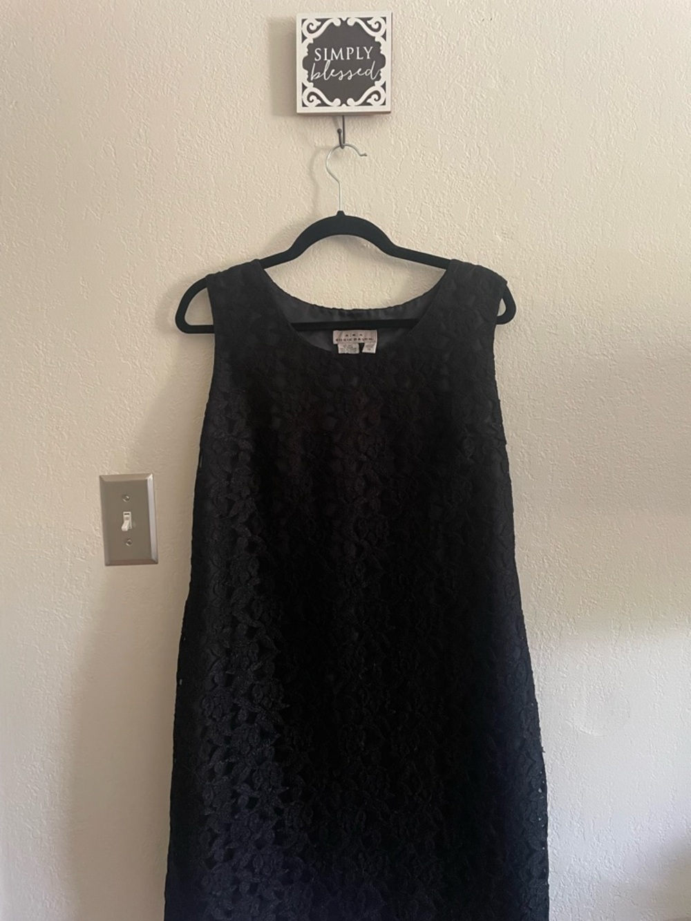 Eddie Bauer Black Lace Midi Shift Dress